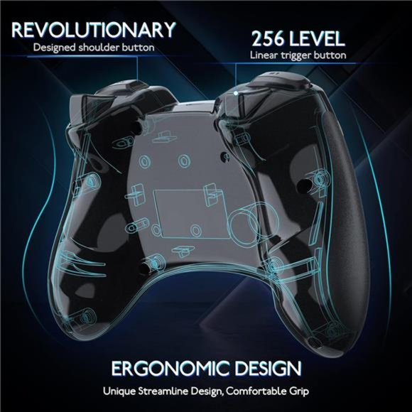 Wireless Gaming Controller, Dual-Vibration Joystick Gamepad Computer Controller - Picture 5 of 6
